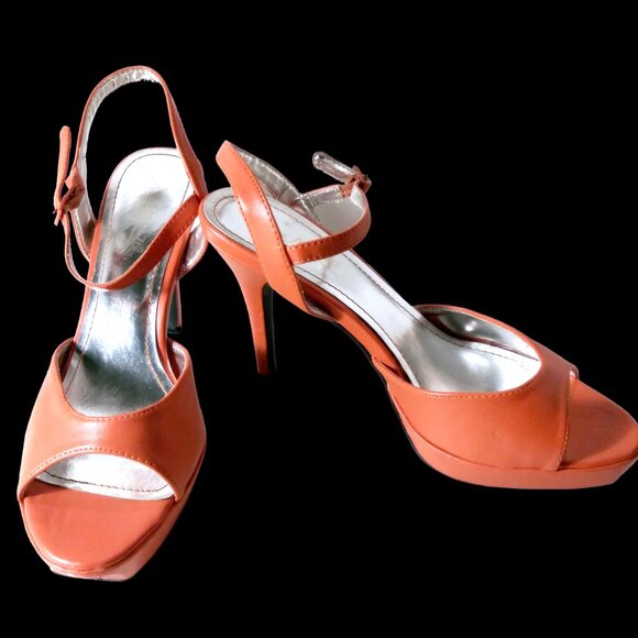 Anne Michelle Open Toe Slingback Stiletto Heel, Size 9 Strappy Platform Heel - Picture 8 of 11